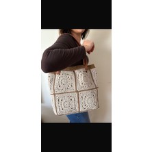 Nillys Kadın Koton Ip Duck Keten Astarlı Cepli Kol Çantası (37cm-28cm)