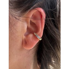 Taşlı Beyaz Detaylı Earcuff (Kıkırdak Küpesi)
