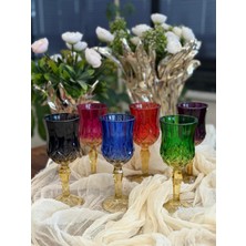 Atabey Home El Boyama 6 Renk Ayaklı Fülüt Su Bardağı & Kahve Yanı Bardak 17 cm 150 ml Tıffany