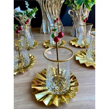 Atabey Home Collection 18 Parça Odin Çay Seti  Metal Yelpaze Tabak Kiraz Çay Kaşıklı