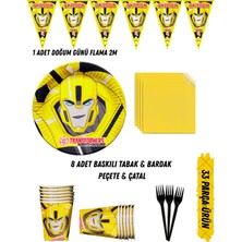 Transformens Bumblebee Temalı Doğum Günü Parti Seti Tabak & Bardak & Peçete & Çatal