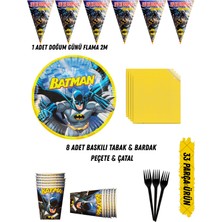 Batman Betmen Temalı Doğum Günü Parti Seti Tabak & Bardak & Peçete & Çatal