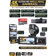 Sonreir K17 4K UHD WiFi GPS Çift Lens (Ön-Arka) Araç İçi Kamera IR Gece Görüşlü 128GB Dahil Araç Kamerası