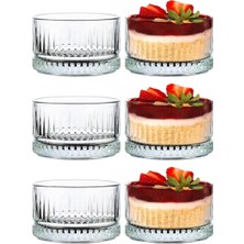 6'lı Kristal Desenli Cam Kase Seti - Şeffaf, Tatlı ve Meze Sunumu Için, Bulaşık Makinesinde Yıkanabilir, Modern Tasarım