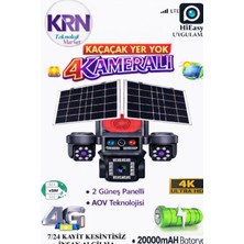 Avenir Krntech 4 Kameralı E-Sım Güneş Enerjili Güvenlik Kamerası–çift Güneş Paneli, Sım Kartlı Aov Kamera