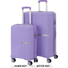 Mçs Bavul Büyük ve Kabin 2li Set Kırılmaz Silikon Valiz V374 Lila
