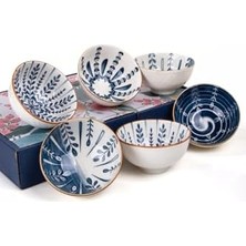 6'lı Desenli Porselen Kase Seti 320 Ml, Çorbalık, Kahvaltılık, Atıştırmalık Kase Hediyelik Kutulu,çok Renkli, FAN04