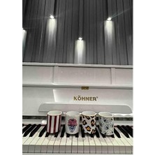 FIN170 Blue Blanc Pembe Gül Espresso, Double Türk Kahvesi Fincanı Kulpsuz Bardak