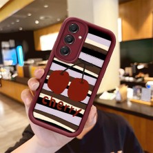 Ucuc Samsung Galaxy A16 Uyumlu Kamera Koruma Bordo Yumuşak Silikon Trend Meyve Düğümü Deseni Kılıfı