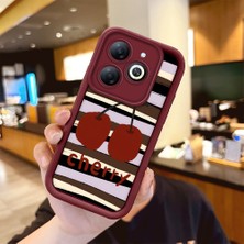 Ucuc Tecno Spark 20/20C/GO 2024 Uyumlu Kamera Koruma Bordo Yumuşak Silikon Trend Meyve Düğümü Deseni Kılıfı