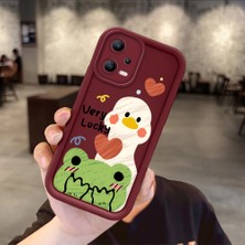 Ucuc Xiaomi Poco X5 Uyumlu Burgundy Kılıf Şık Eğlenceli Desen Silikon Anti-Çarpma Kamerayı Koruyor