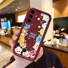 Ucuc Samsung Galaxy A56/A36 Uyumlu Burgundy Silikon Kılıf Sevimli Kartoon Desenli Kamerayı Koruyan Anti-Çarpma
