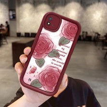 Ucuc Realme C20/C20A/C11 2021  Uyumlu Gül Bow Deseni Kamera Koruma ve Şok Emici Bordo Koruyucu Kılıf