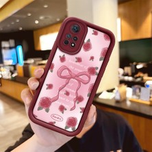 Ucuc Xiaomi Redmi Note 11 Pro 5g  Uyumlu Gül Bow Deseni Kamera Koruma ve Şok Emici Bordo Koruyucu Kılıf