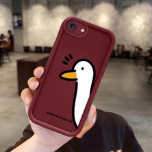 Ucuc iPhone 7/8/se 2020 2022 Uyumlu Kamera Koruma & Şok Dayanıklı Bordo Silikon Kılıf Ördek Düğümü Deseni