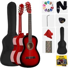 Midex CG-270RD Kırmızı Renk Klasik Gitar 4/4 Yetişkin Boy Sap Ayarlı Full Set