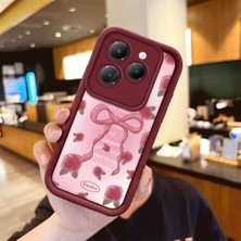 Ucuc Infinix Hot 40/hot 40 Pro  Uyumlu Gül Bow Deseni Kamera Koruma ve Şok Emici Bordo Koruyucu Kılıf