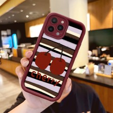 Ucuc iPhone 16 Pro Max Uyumlu Kamera Koruma Bordo Yumuşak Silikon Trend Meyve Düğümü Deseni Kılıfı