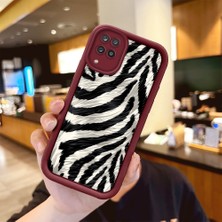 Ucuc Samsung Galaxy A12/M12 Uyumlu Burgundy Silikon Kılıf Sevimli Desenler Kamerayı Koruyan Anti-Çarpma Kılıf