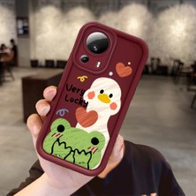Ucuc Xiaomi 13 Lite Uyumlu Burgundy Kılıf Şık Eğlenceli Desen Silikon Anti-Çarpma Kamerayı Koruyor