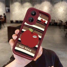 Ucuc Xiaomi Poco C65 Uyumlu Kamera Koruma Bordo Yumuşak Silikon Trend Meyve Düğümü Deseni Kılıfı