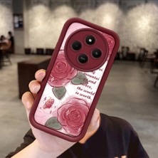Ucuc Xiaomi Redmi 14C/A4  Uyumlu Gül Bow Deseni Kamera Koruma ve Şok Emici Bordo Koruyucu Kılıf