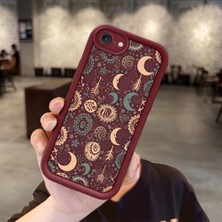 Ucuc iPhone 7/8/se 2020 2022 Uyumlu Burgundy Silikon Kılıf Zarif Retro Desenli Kamerayı Koruyan Anti-Çarpma