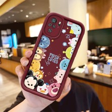 Ucuc Xiaomi Redmi Note 10/10S Uyumlu Burgundy Silikon Kılıf Sevimli Kartoon Desenli Kamerayı Koruyan Anti-Çarpma