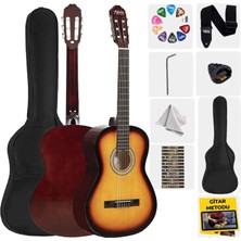 Midex CG-270SB Sunburst Renk Klasik Gitar 4/4 Yetişkin Boy Sap Ayarlı Full Set