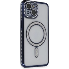 Pazarcan Iphone 14 Kılıf Joke Simli Magneticsafe Kılıf - Lacivert