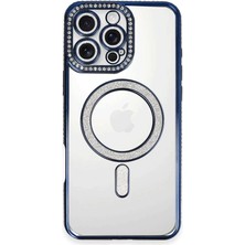 Pazarcan Iphone 16 Kılıf Joke Simli Magneticsafe Kılıf - Lacivert