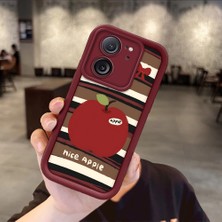 Ucuc Xiaomi 13T PRO/13T Uyumlu Kamera Koruma Bordo Yumuşak Silikon Trend Meyve Düğümü Deseni Kılıfı