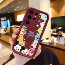Ucuc Samsung Galaxy S24 Ultra Uyumlu Burgundy Silikon Kılıf Sevimli Kartoon Desenli Kamerayı Koruyan Anti-Çarpma