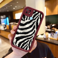 Ucuc Realme C21 Uyumlu Burgundy Silikon Kılıf Sevimli Desenler Kamerayı Koruyan Anti-Çarpma Kılıf