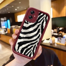 Ucuc Samsung Galaxy A04E Uyumlu Burgundy Silikon Kılıf Sevimli Desenler Kamerayı Koruyan Anti-Çarpma Kılıf