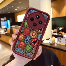 Ucuc Xiaomi Poco C75 Uyumlu Burgundy Silikon Kılıf Zarif Retro Desenli Kamerayı Koruyan Anti-Çarpma