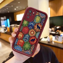 Ucuc Xiaomi Redmi Note 10/10S Uyumlu Burgundy Silikon Kılıf Zarif Retro Desenli Kamerayı Koruyan Anti-Çarpma