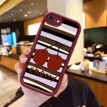 Ucuc iPhone 7/8/se 2020 2022 Uyumlu Kamera Koruma Bordo Yumuşak Silikon Trend Meyve Düğümü Deseni Kılıfı
