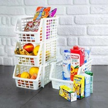 Çok Amaçlı Katlı Geçmeli Organizer, Pratik Dolap Içi Tezgah Üstü Mutfak Banyo Düzenleyici Sepet 4'lü Set