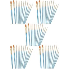 5 Set Sanatçı Fırcası Seti, 10'lu Paket Naylon Fırca, Resim, Akrilik, Ince Fırca, Sulu Boya ve Yüz Boyama, Kendin Yap El Sanatları Için, Mavi, Toplam 50 Fırca