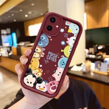 Ucuc Samsung Galaxy A06 Uyumlu Burgundy Silikon Kılıf Sevimli Kartoon Desenli Kamerayı Koruyan Anti-Çarpma