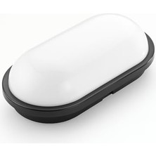 15W Siyah IP65 Oval LED Tavan ve Duvar Lambası | 1500 Lümen Beyaz Işık | Su ve Toz Geçirmez Banyo Bahçe Balkon Aydınlatma Armatürü 220V