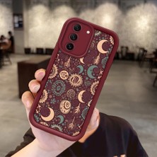 Ucuc Samsung Galaxy S21 Fe 5g Uyumlu Burgundy Silikon Kılıf Zarif Retro Desenli Kamerayı Koruyan Anti-Çarpma