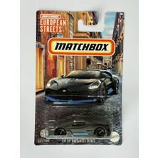 Matchbox Metal 2024 Kibrit Kutusu Avrupa Sokakları 2018 Bugatti Divo Metalflake Mat Koyu Gri 23/24 (Uzun Kart) HVV44