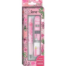 Doğa Desenli Deep Kalem, Deep Silgi ve Deep Min, 0.7 Mm, Şeker Pembe