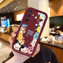 Ucuc Samsung Galaxy M15 5g Uyumlu Burgundy Silikon Kılıf Sevimli Kartoon Desenli Kamerayı Koruyan Anti-Çarpma