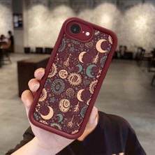 Ucuc iPhone 16E Uyumlu Burgundy Silikon Kılıf Zarif Retro Desenli Kamerayı Koruyan Anti-Çarpma