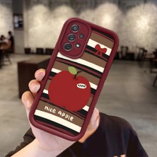 Ucuc Samsung Galaxy A72 4g Uyumlu Kamera Koruma Bordo Yumuşak Silikon Trend Meyve Düğümü Deseni Kılıfı