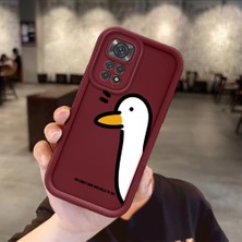 Ucuc Xiaomi Redmi Note 11/11S Uyumlu Kamera Koruma & Şok Dayanıklı Bordo Silikon Kılıf Ördek Düğümü Deseni