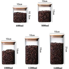 1400ML Sızdırmaz Vakumlu Bambu Kapaklı Borosilikat Cam Kavanoz – Hava Geçirmez & Dayanıklı Gıda Saklama Kabı (10CM x 21CM)